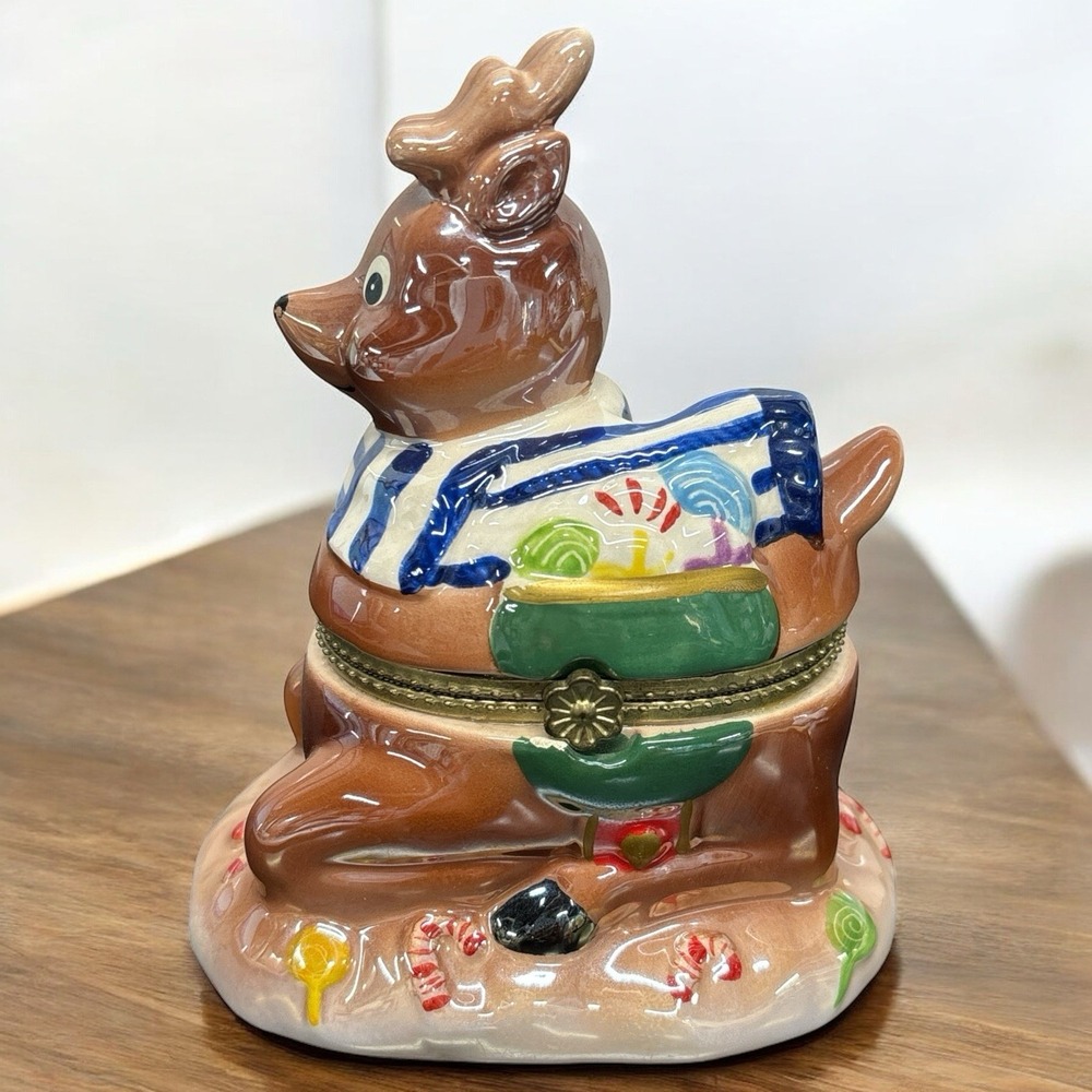 Vintage Mr. Christmas Animated Porcelain Reindeer Music Box Holiday Collectible